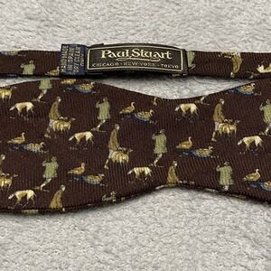 Vintage Paul Stuart Bowtie Wool Hunting Dog Print Handmade Spain